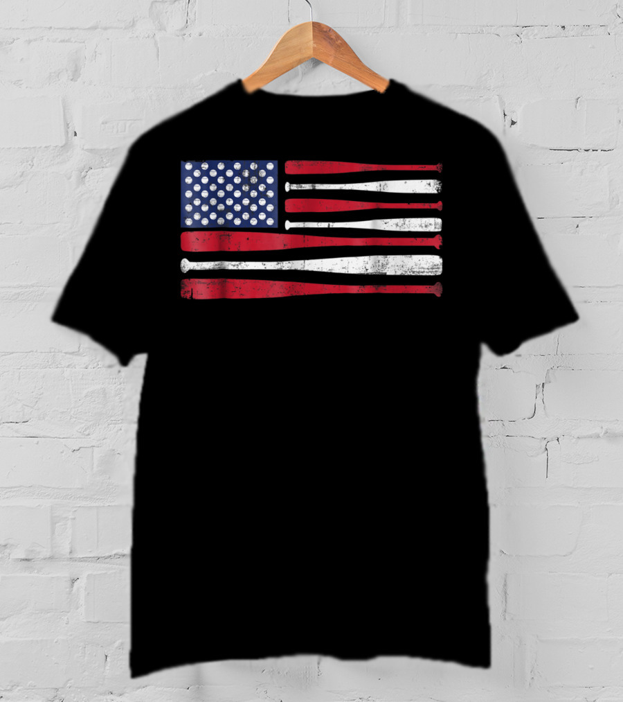 American Flag Baseball Bat T-Shirt