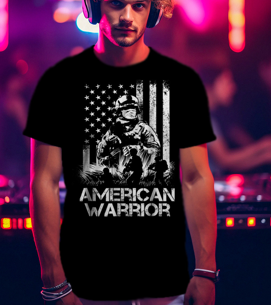 American Warrior Veteran Proud USA Patriotic Soldier T-Shirt