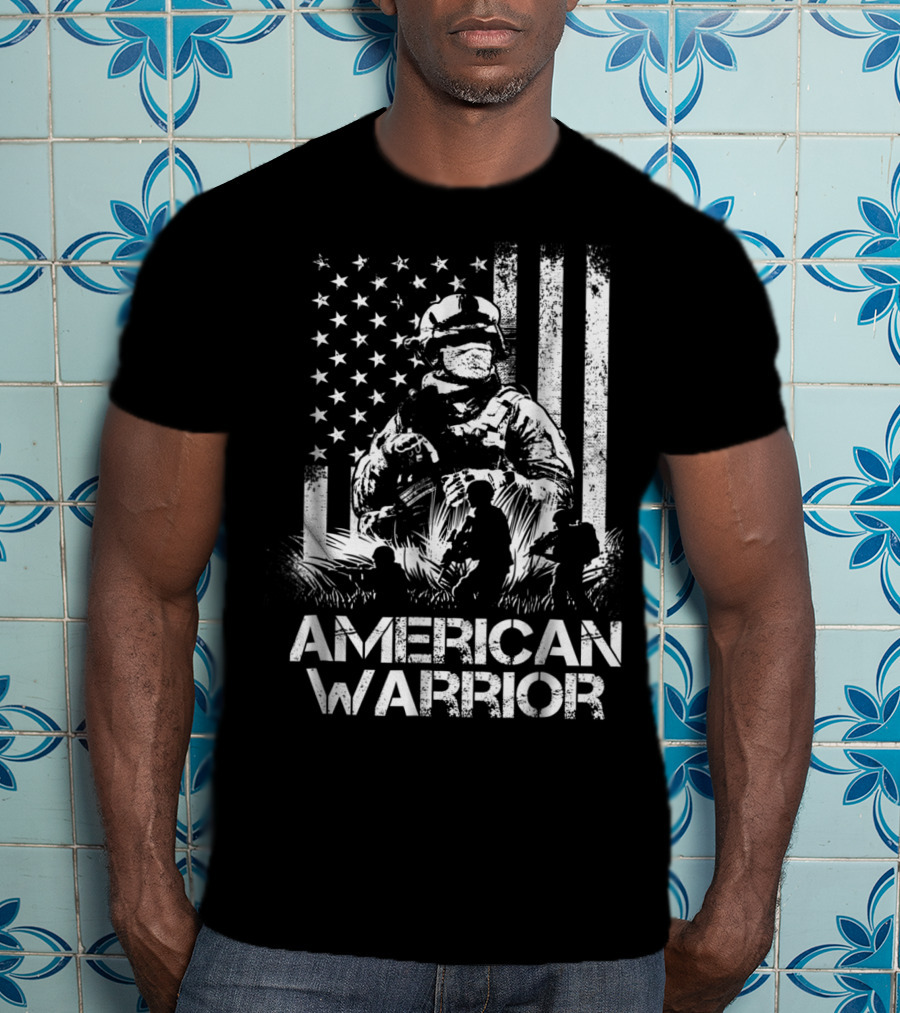 American Warrior Veteran Proud USA Patriotic Soldier T-Shirt