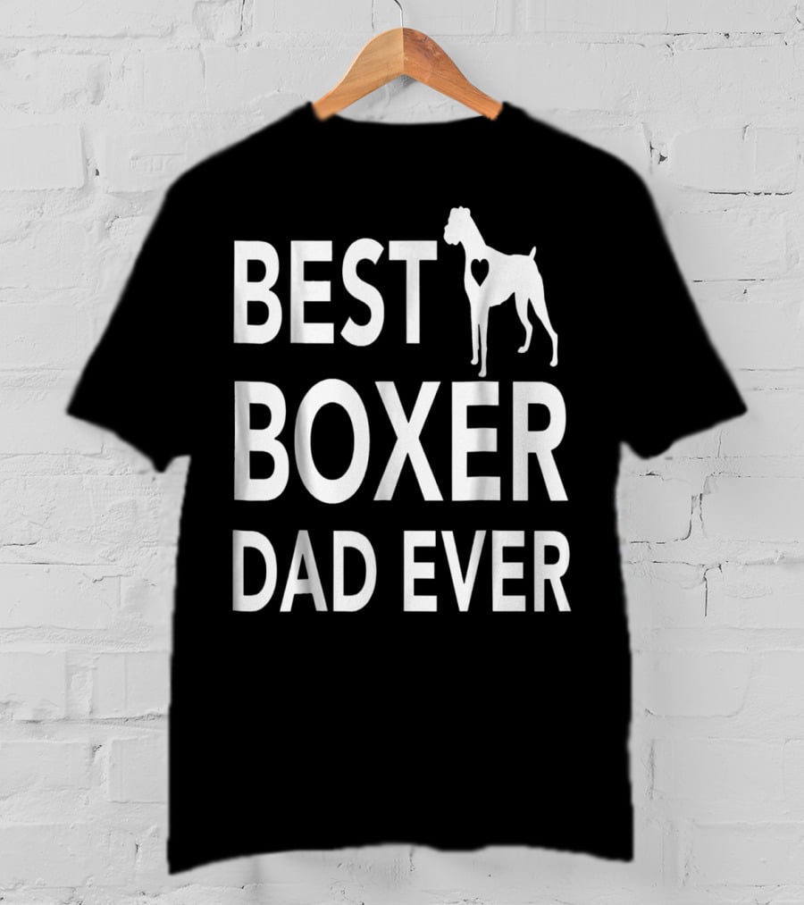 Best Boxer Dog Dad Ever With Heart-Shaped Cutout Boxer T-Shirt