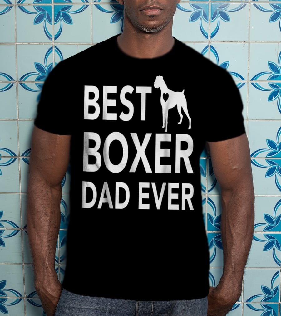 Best Boxer Dog Dad Ever With Heart-Shaped Cutout Boxer T-Shirt