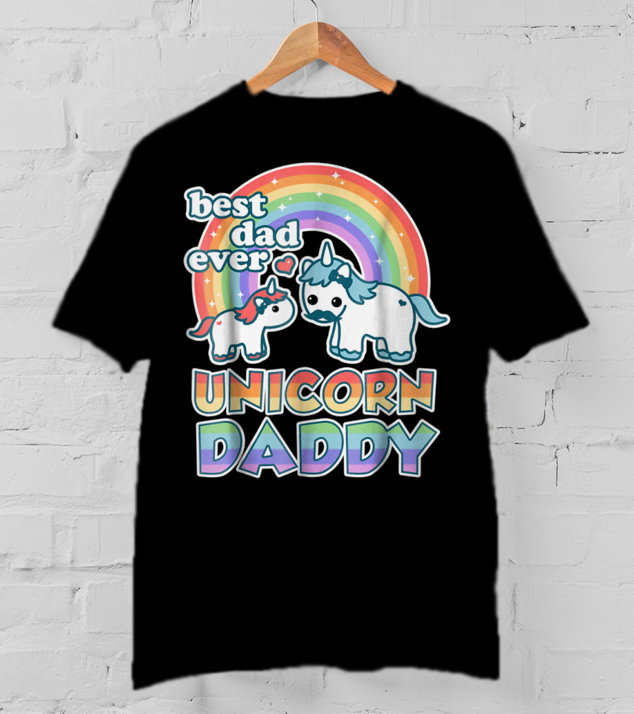 Best Dad Ever Unicorn Daddy Cute Funny Rainbow T-Shirt