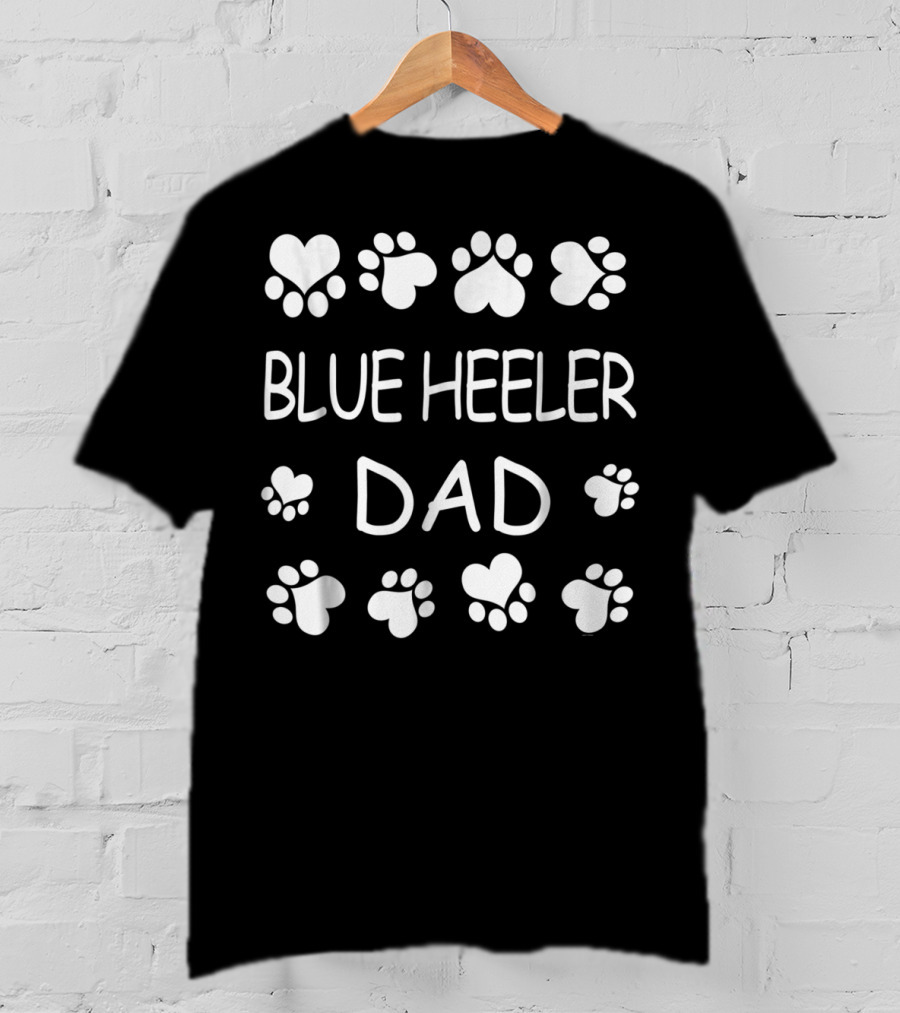 Blue Heeler Dad Pawprints Christmas Birthday T-Shirt