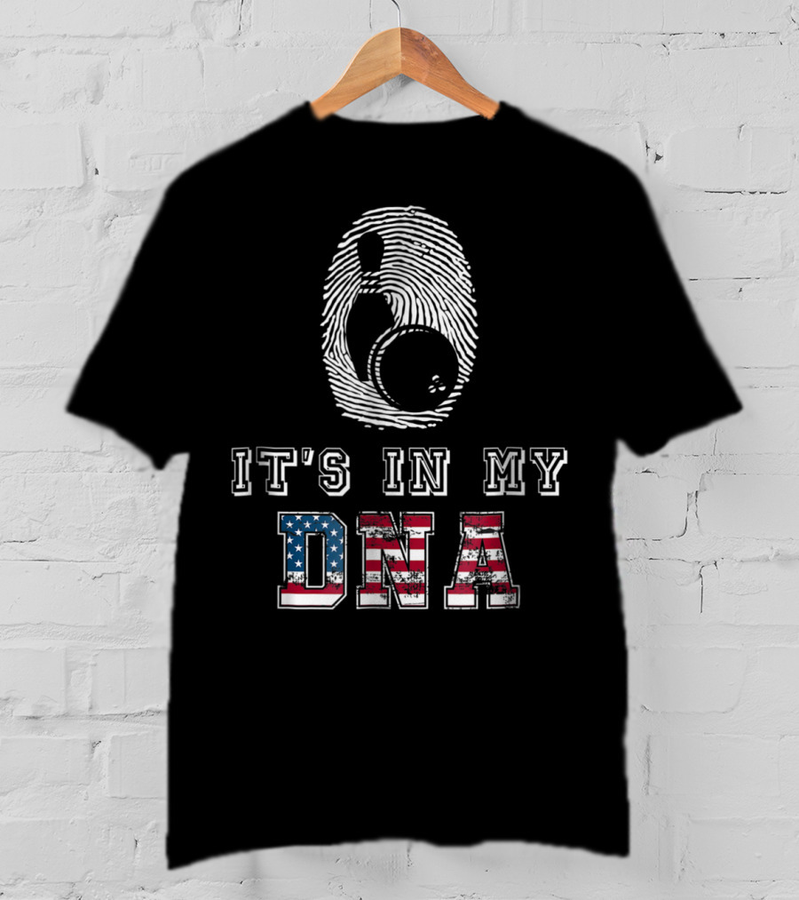 It's In My DNA Bowling Fingerprint American Flag Bowling Novelty And Accessories98 T-Shirt
