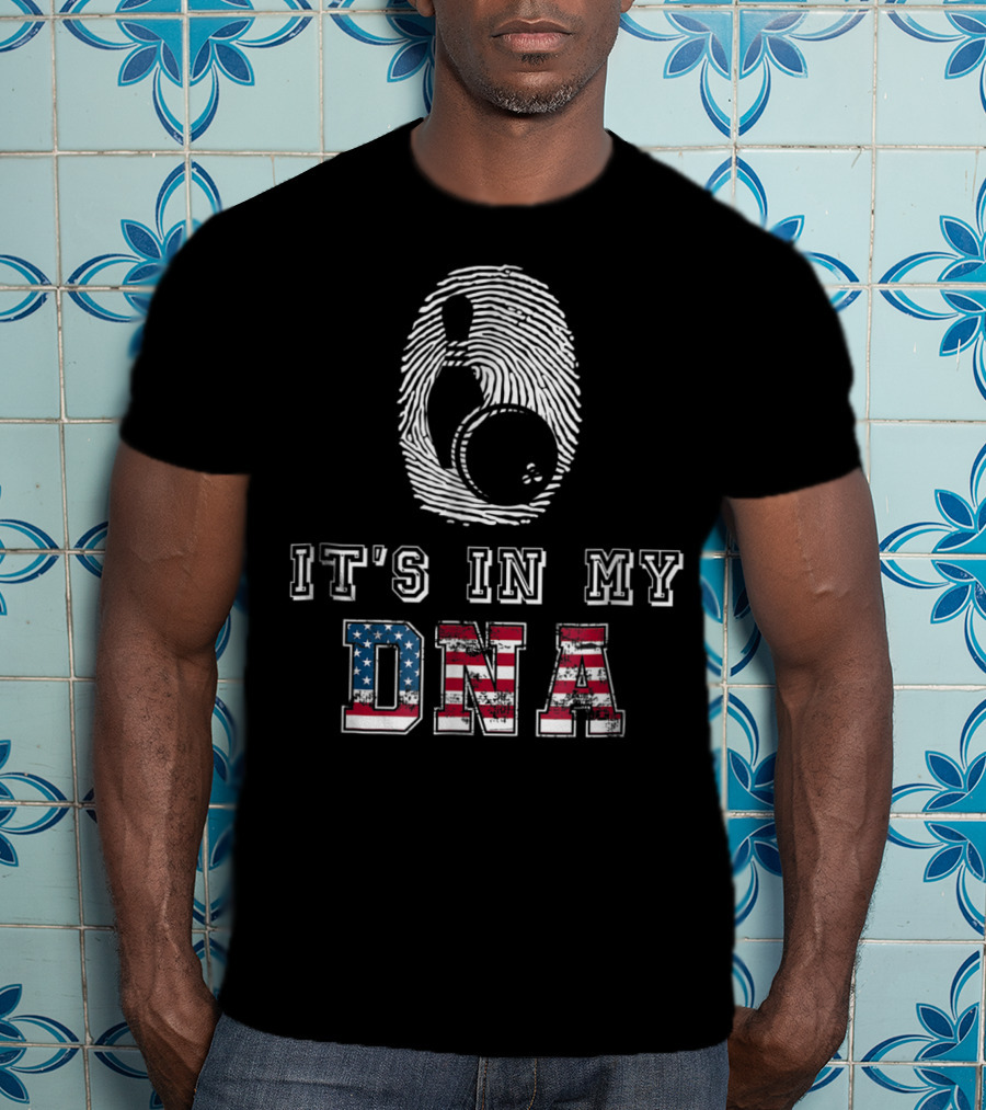 It's In My DNA Bowling Fingerprint American Flag Bowling Novelty And Accessories98 T-Shirt