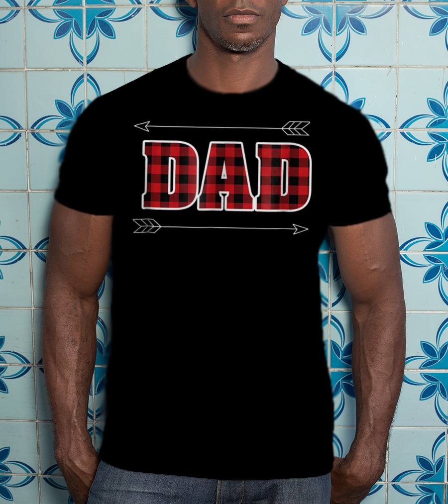 Buffalo Plaid Dad Lumberjack Family Birthday Arrows T-Shirt