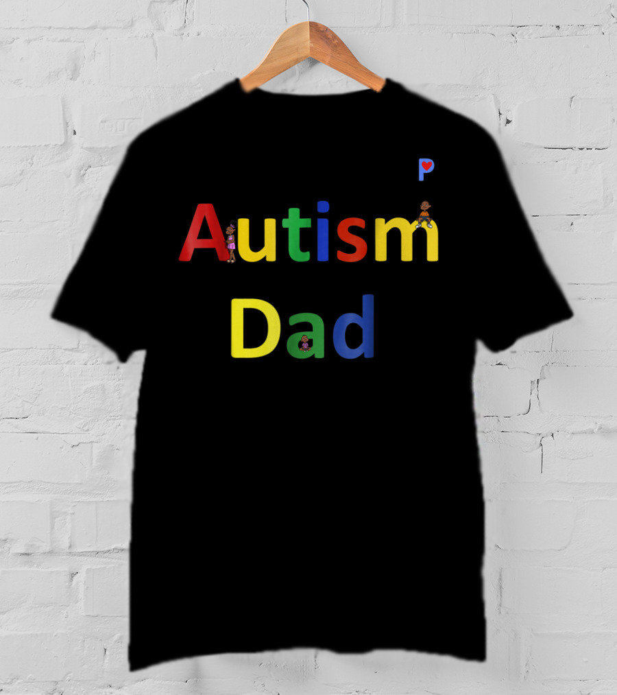 Autism Dad Autism Awareness Colorful Letters With Characters T-Shirt