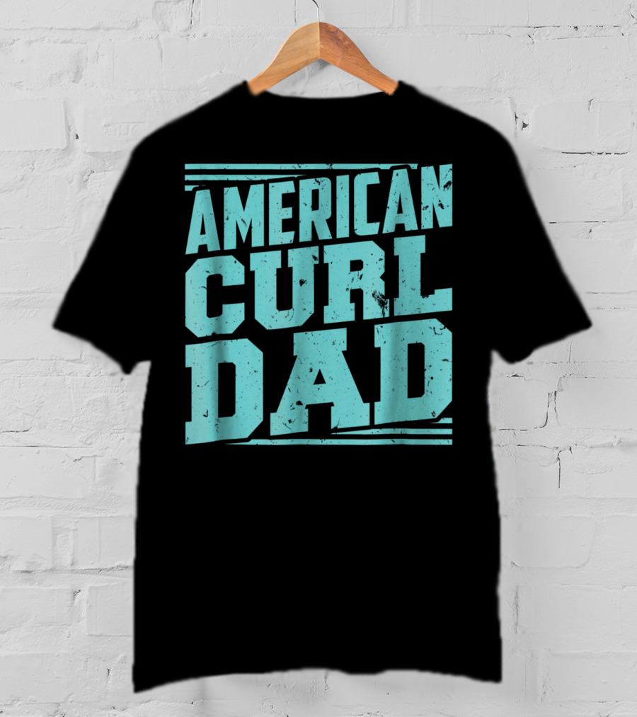 American Curl Dad Retro Blue Typography T-Shirt