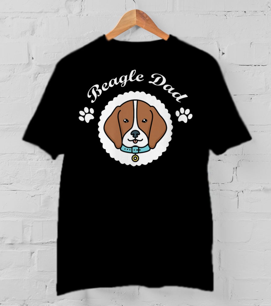 Beagle Dad Funny Love Dog Pet Paw Prints T-Shirt
