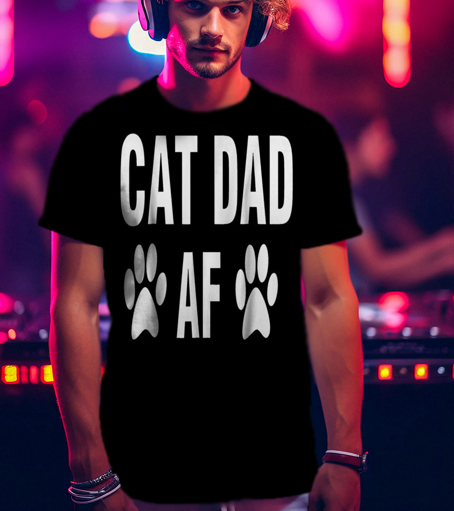 CAT DAD AF Paw Prints T-Shirt