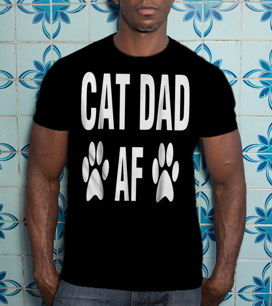 CAT DAD AF Paw Prints T-Shirt