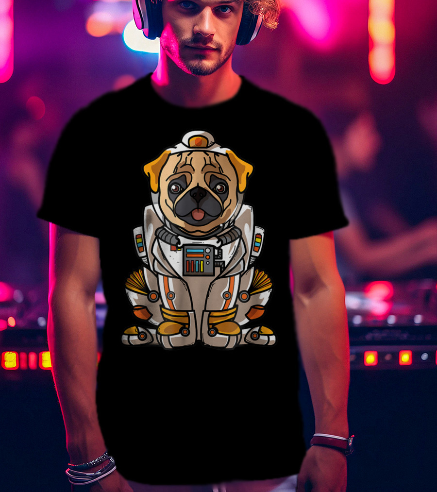 Christmas Space Pug Suit Astronaut Dog Owner T-Shirt