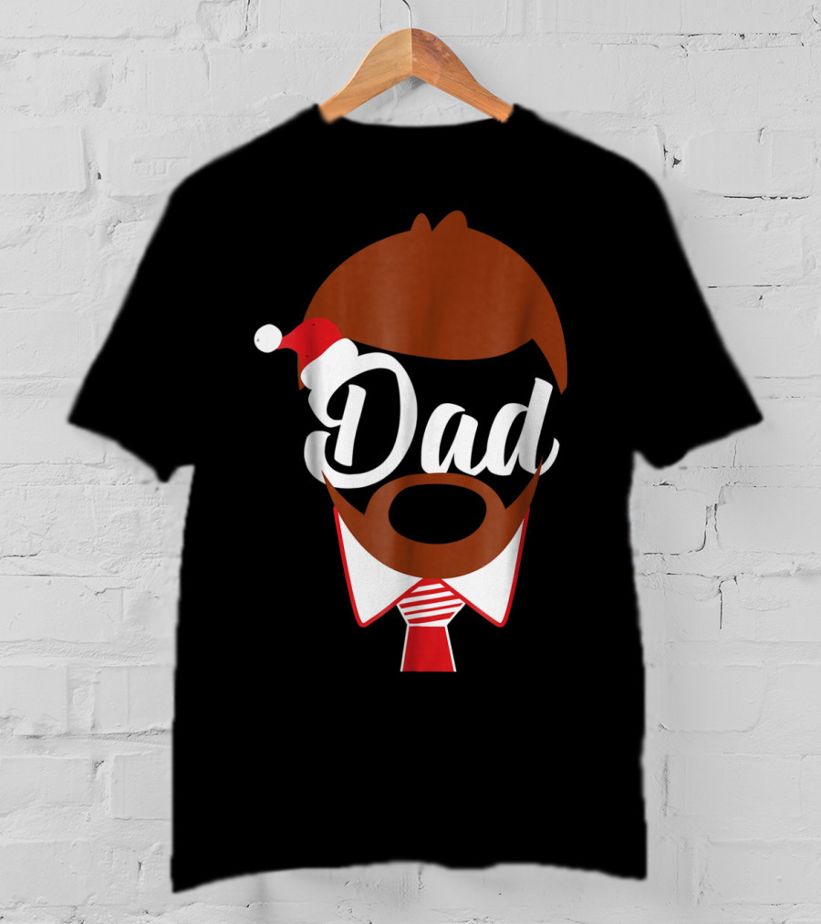 Dad Face Santa Hat Christmas Family Matching Holiday82 T-Shirt