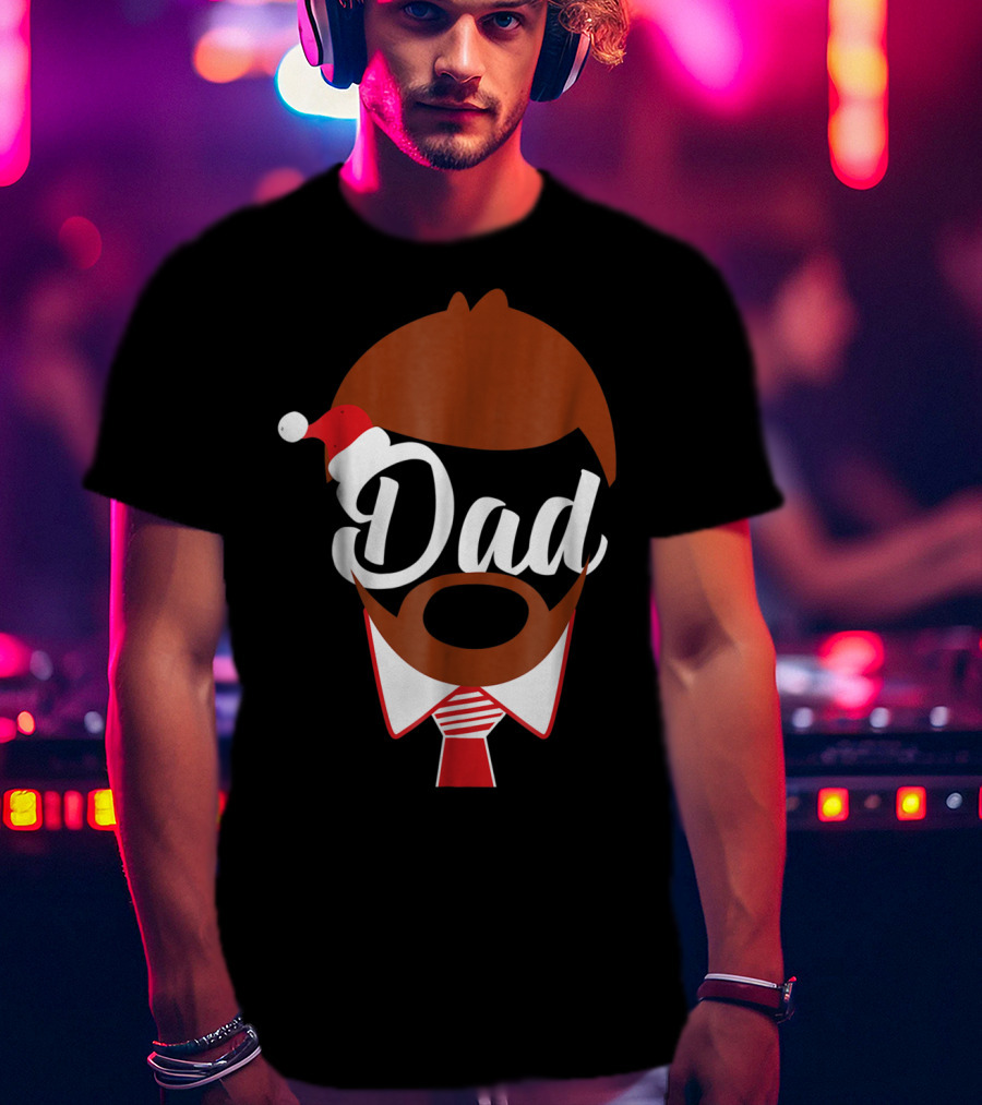 Dad Face Santa Hat Christmas Family Matching Holiday82 T-Shirt