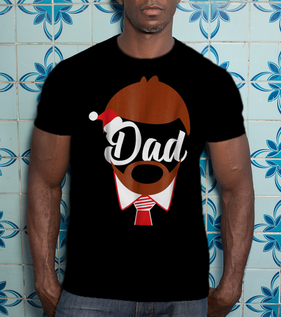 Dad Face Santa Hat Christmas Family Matching Holiday82 T-Shirt