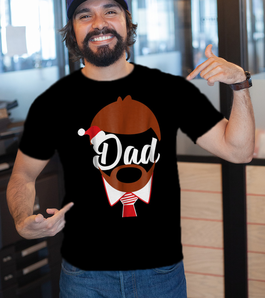 Dad Face Santa Hat Christmas Family Matching Holiday82 T-Shirt