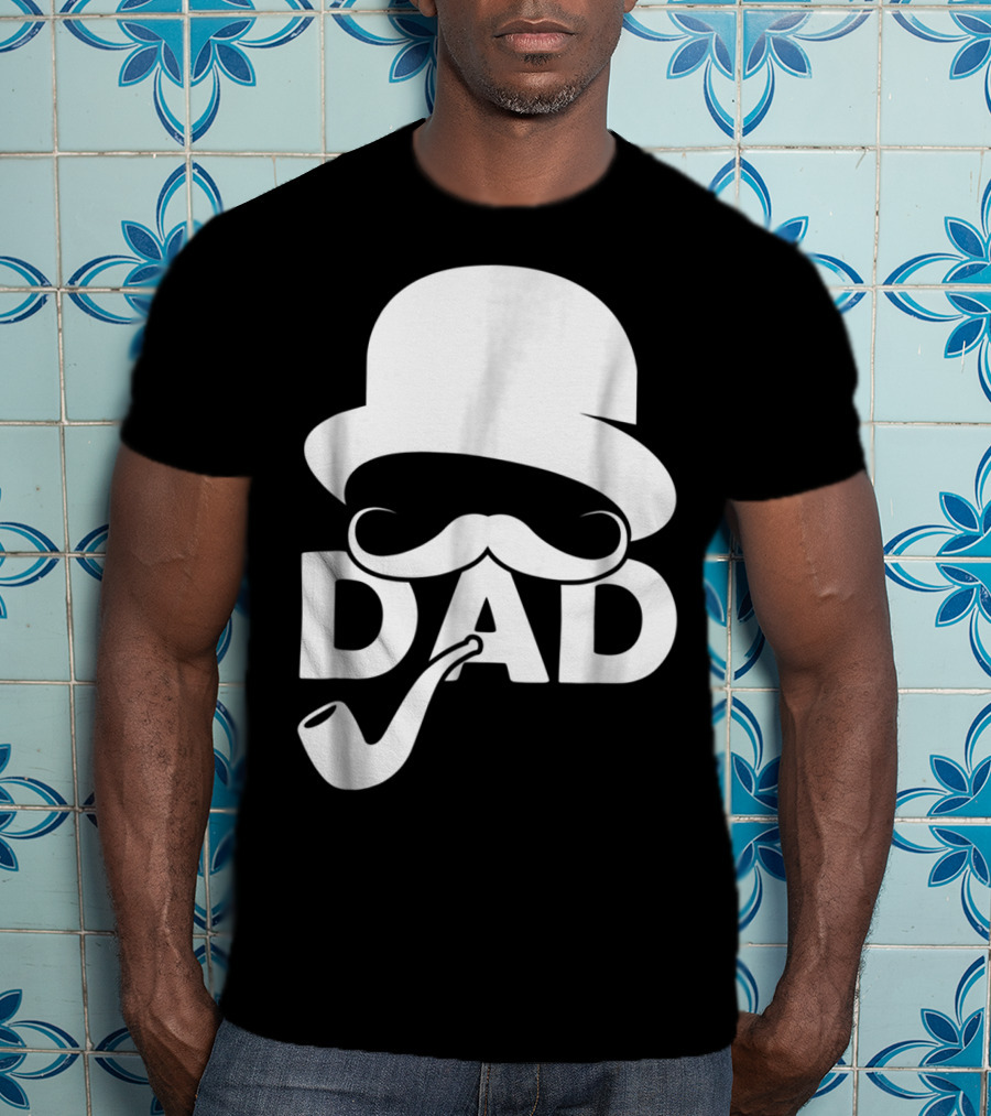 Cool Dad Mustache Hat Pipe T-Shirt