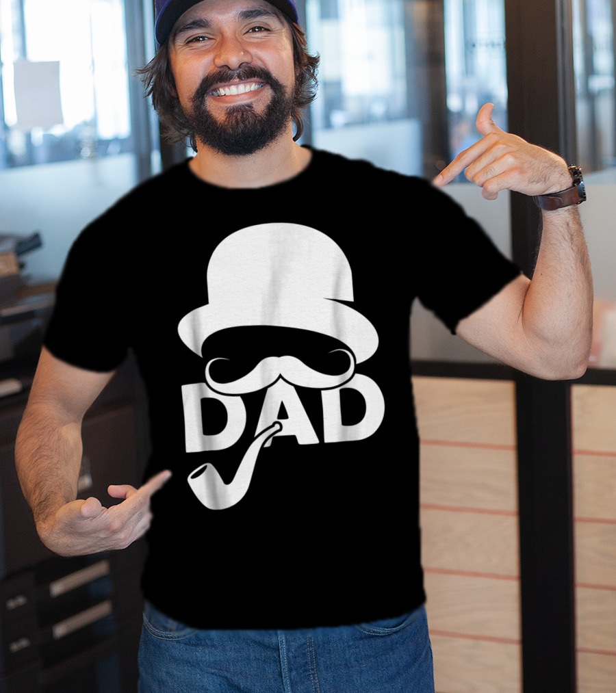 Cool Dad Mustache Hat Pipe T-Shirt