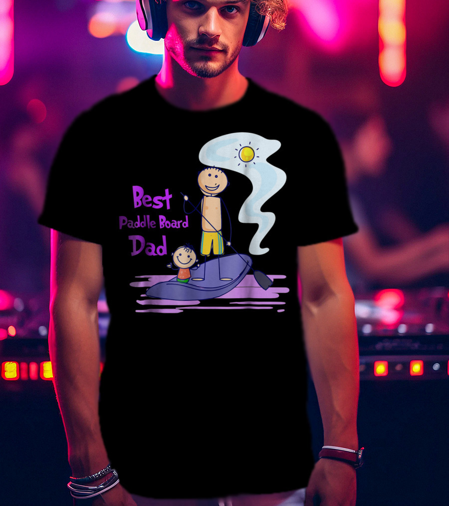 Best Paddle Board Dad Fun Stick Figure T-Shirt