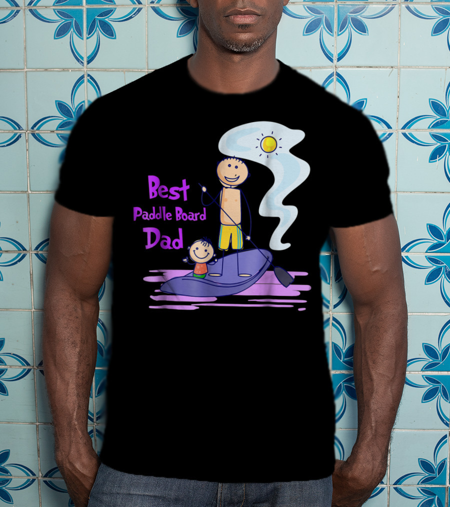 Best Paddle Board Dad Fun Stick Figure T-Shirt