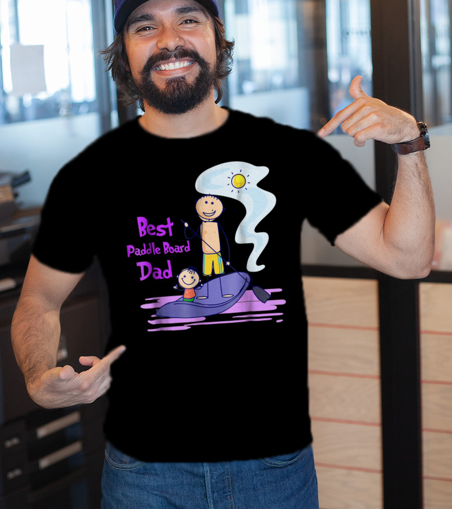 Best Paddle Board Dad Fun Stick Figure T-Shirt