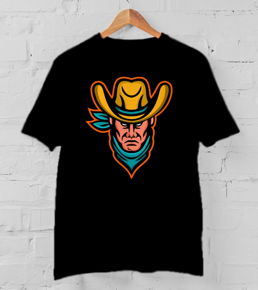 American Cowboy Mascot Icon With Hat And Bandana T-Shirt