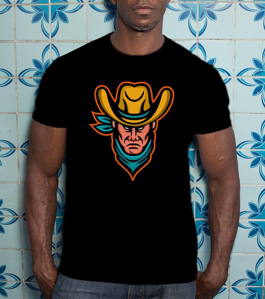 American Cowboy Mascot Icon With Hat And Bandana T-Shirt
