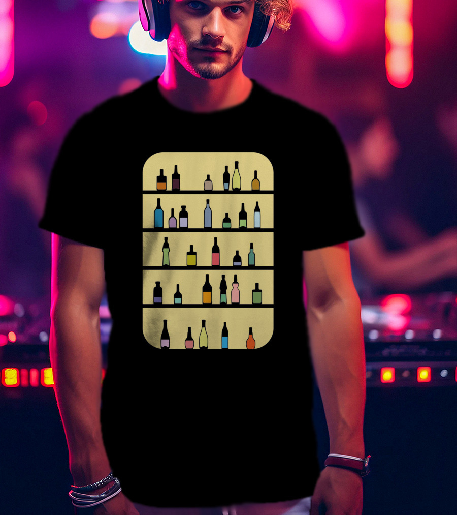 Bar 1225098 Colorful Bottles Shelf Display T-Shirt