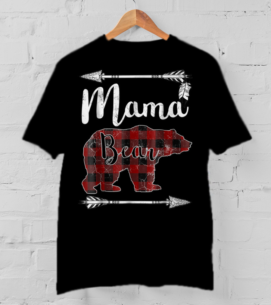 Mama Bear Buffalo Plaid Arrow T-Shirt