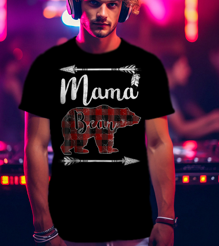 Mama Bear Buffalo Plaid Arrow T-Shirt
