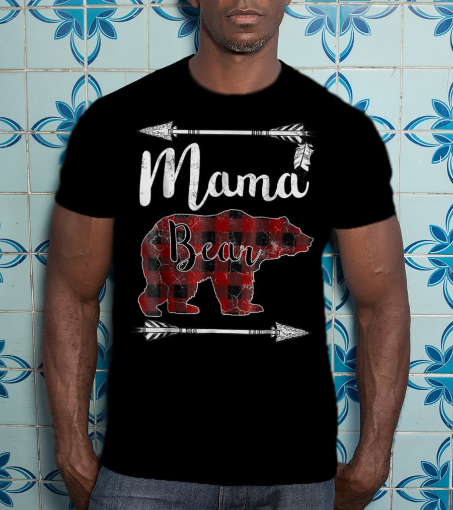 Mama Bear Buffalo Plaid Arrow T-Shirt