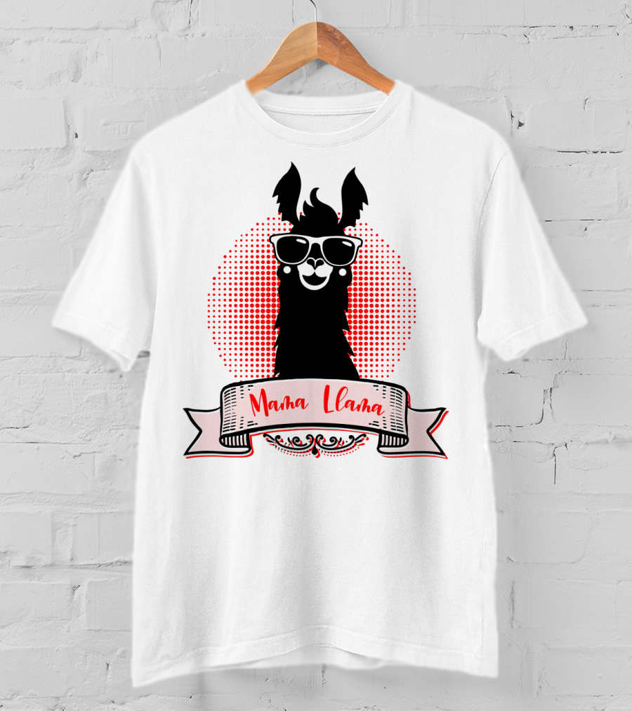 Mama Llama Cool Mom Mother Grandma Auntie81 Fun Llama Wearing Sunglasses T-Shirt