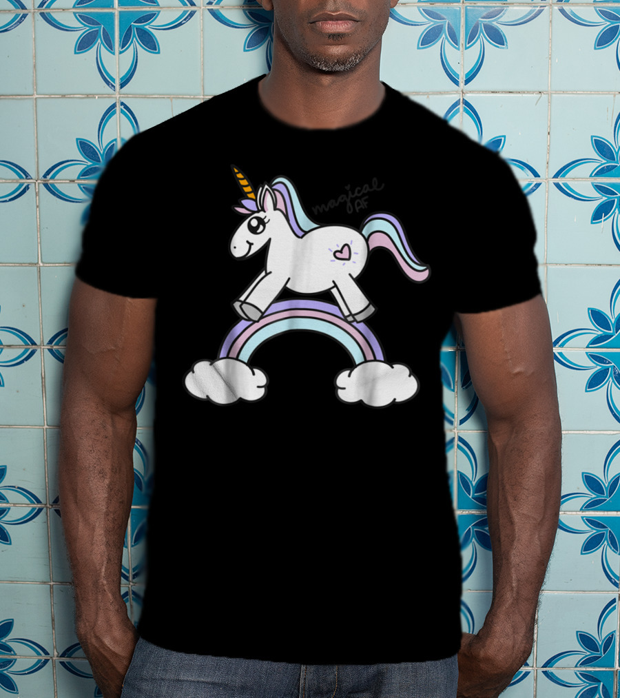 Magical AF Unicorn Mom Funny Unicorn With Rainbow And Clouds T-Shirt