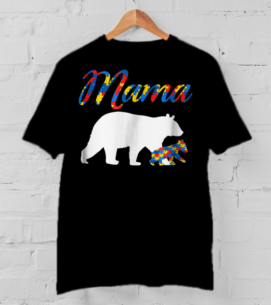 Mama Bear Autism Puzzle Piece Design For Women22 T-Shirt