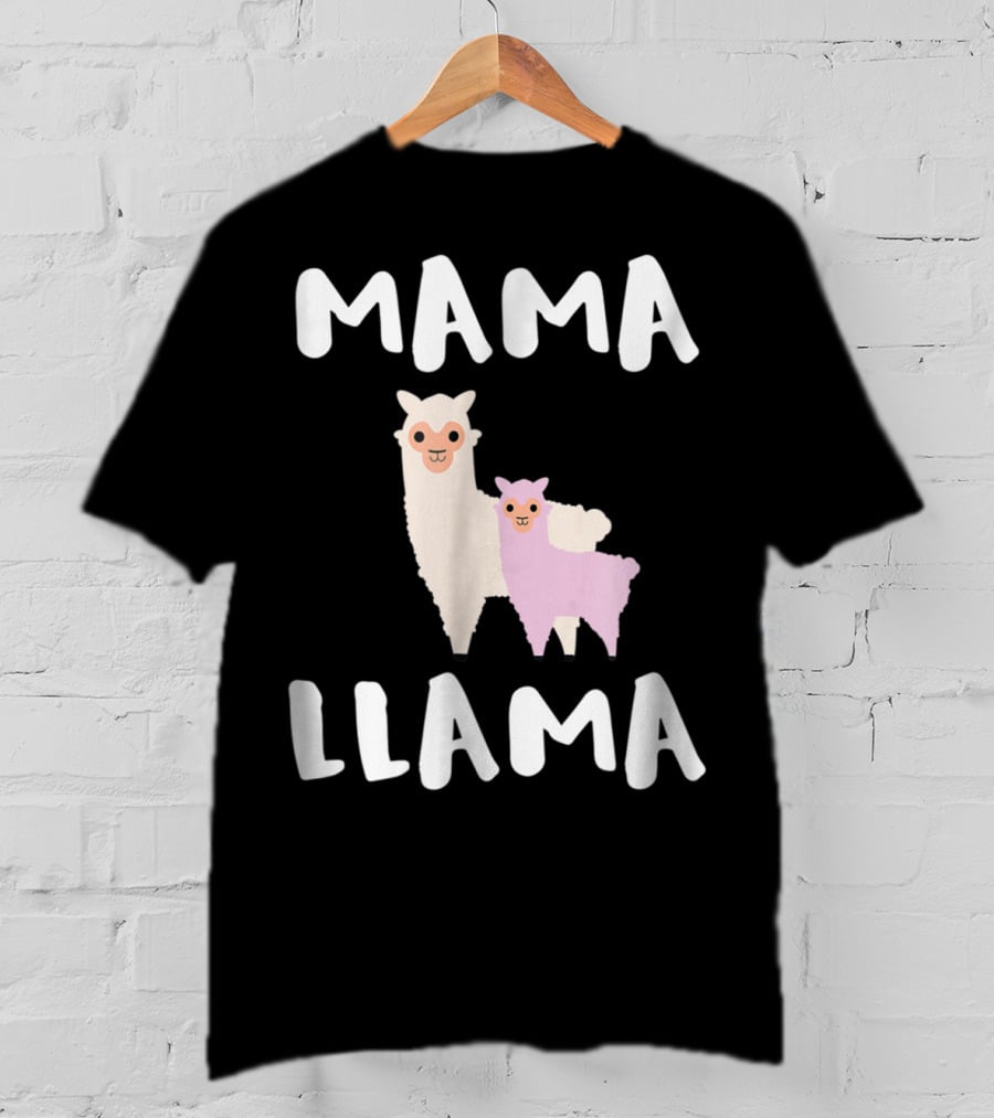 Mama Llama Cute Funny Llama Duo T-Shirt
