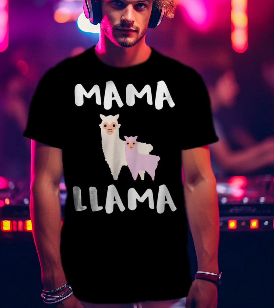 Mama Llama Cute Funny Llama Duo T-Shirt