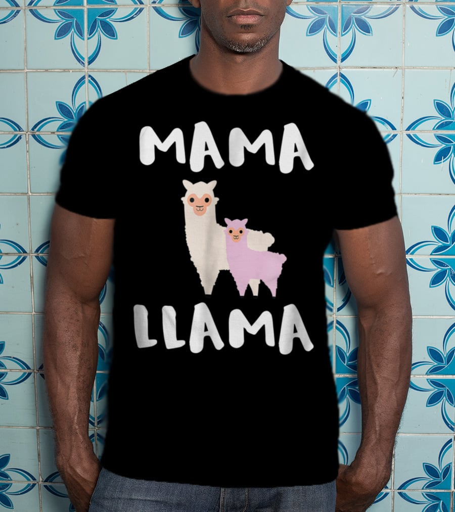 Mama Llama Cute Funny Llama Duo T-Shirt
