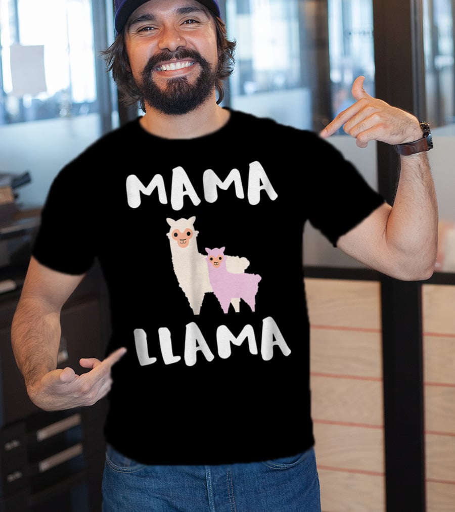 Mama Llama Cute Funny Llama Duo T-Shirt