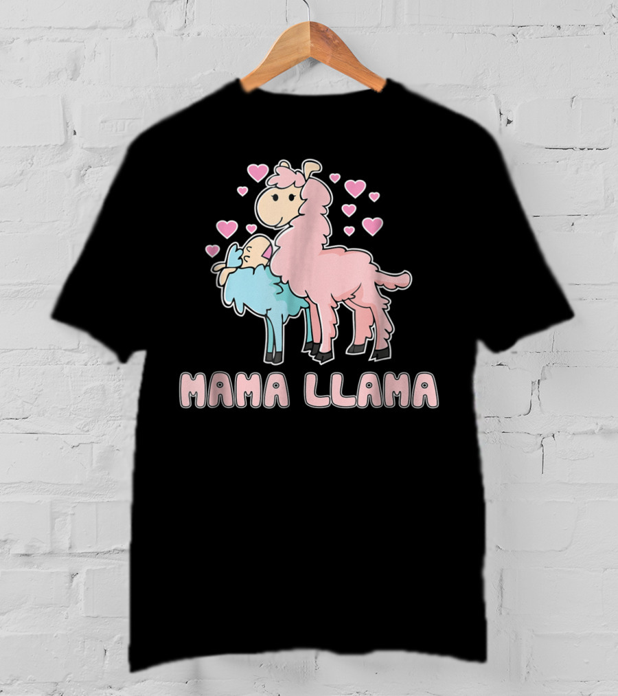 Mama Llama Cute Hearts Llama T-Shirt