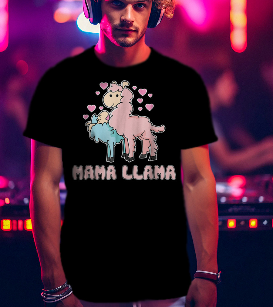 Mama Llama Cute Hearts Llama T-Shirt