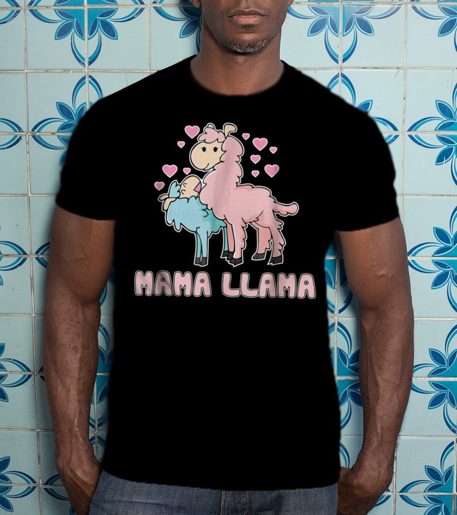 Mama Llama Cute Hearts Llama T-Shirt