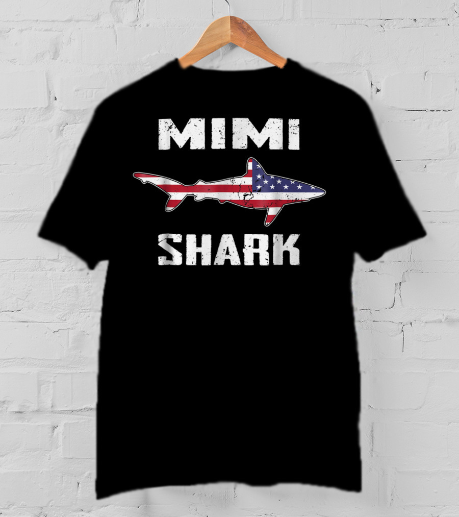 Mimi Shark American Flag Patriotic Family Mom75 T-Shirt