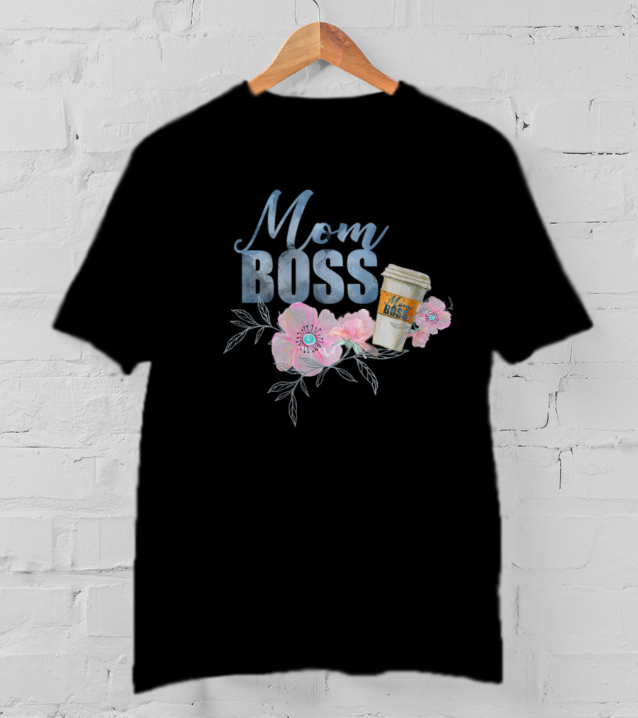 Mom Boss Coffee Floral T-Shirt