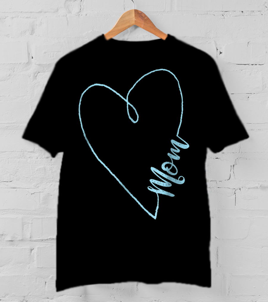 Mom Heart Aquamarine March Birthstone T-Shirt