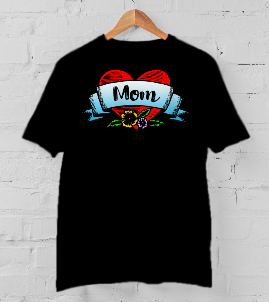 Mom Heart Floral Banner T-Shirt
