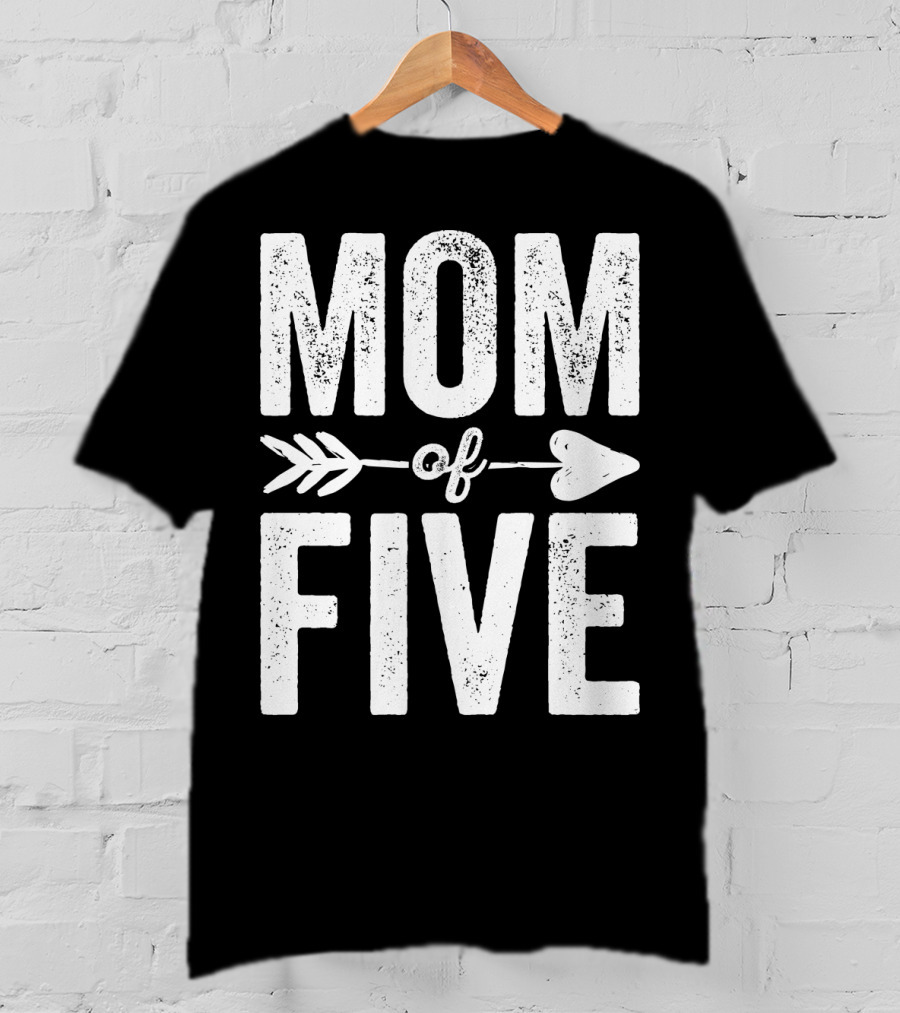 Mom Of Five Arrow Heart T-Shirt