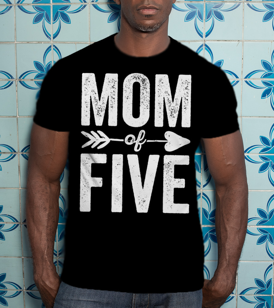 Mom Of Five Arrow Heart T-Shirt
