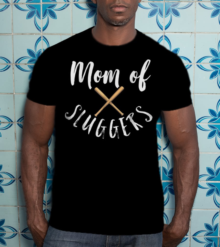 Mom Of Sluggers Baseball Bats Crossed T-Shirt