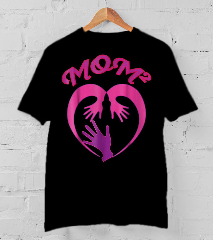MOM Squared Heart Hands Embrace T-Shirt