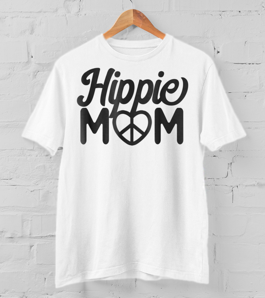 Hippie Mom Heart Peace Sign Mama T-Shirt